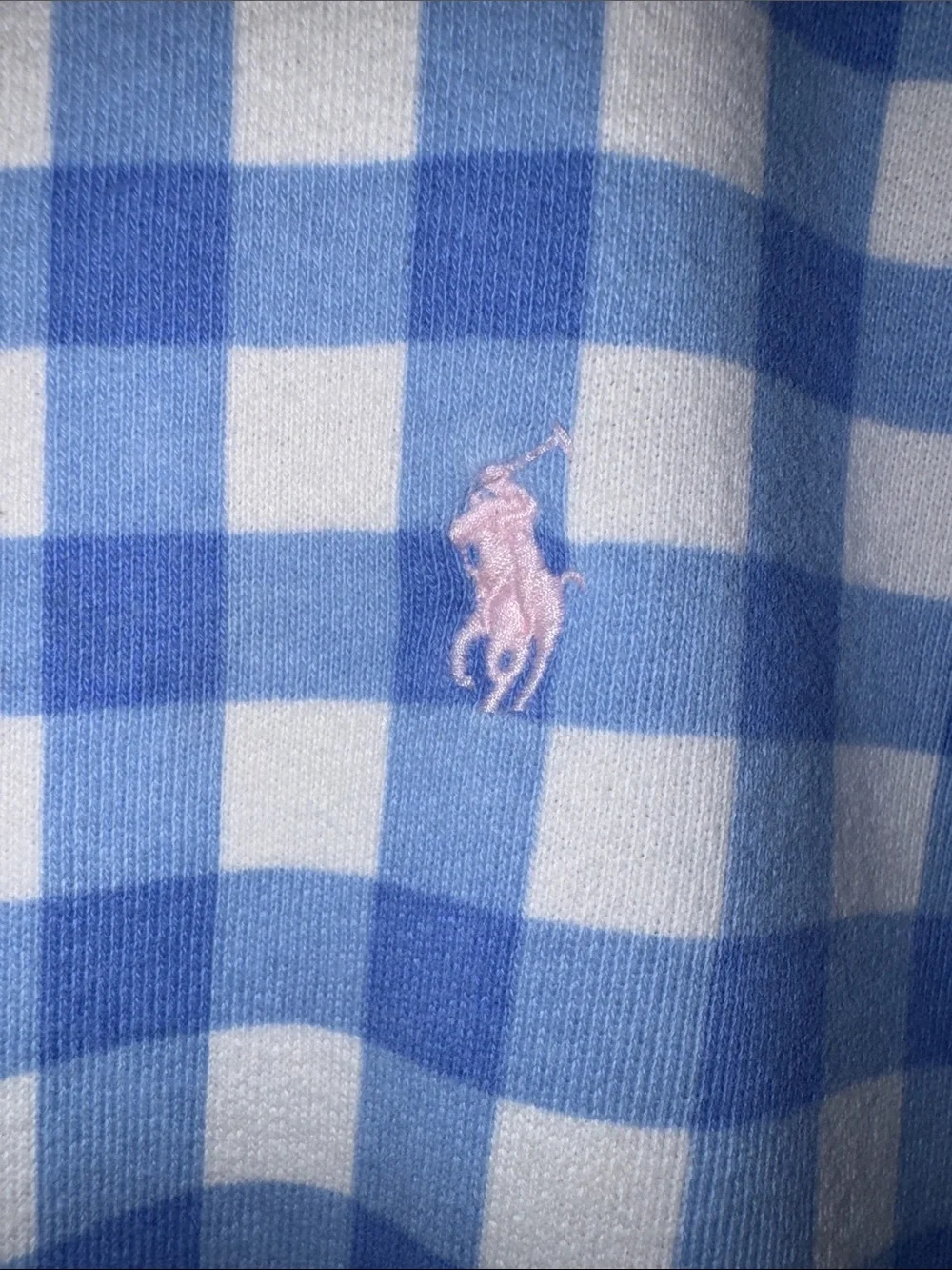Ralph Lauren Light Blue & White Gingham Crewneck Sweatshirt